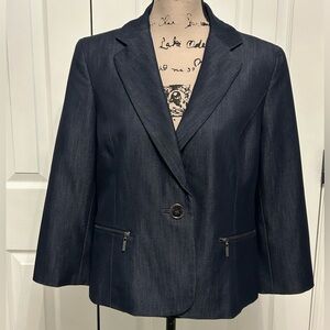Kasper blue blazer with zipper pockets